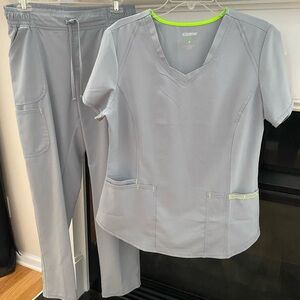 Scrubstar Scrub Set- Grey with Neon Accents